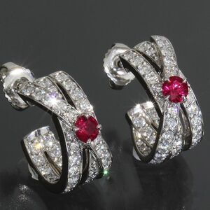 Harry Winston Harry Winston Geometric Ruby Diamond Earrings Earring Pt950 E1459